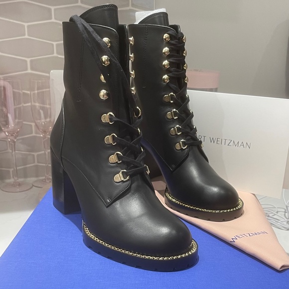Stuart Weitzman Shoes - Stuart Weitzman Kolbie Block Chain Booties size 9 BRAND NEW